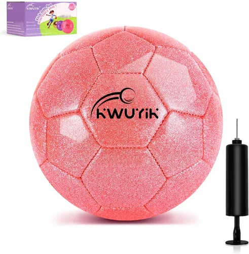 Miniatura 10 de Tamaño 3, 4, 5, juego de pelota de fútbol con purpurina, rosa, dorado, morado, con inflador, pelota de fútbol para niños de 3-6, 6, 8, 8-12, pelota
