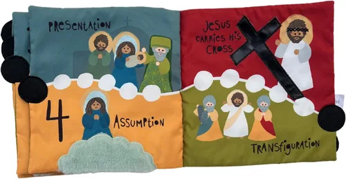 Miniatura 5 de Libro silencioso de rosario para bebés y niños pequeños, explora los misterios del rosario a través del juego, aprendizaje sensorial interactivo