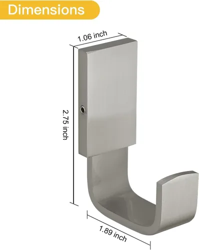 Miniatura 7 de BESy Ganchos individuales para toallas para baño, cocina, garaje, estilo cuadrado, ganchos para bata y sombrero, montaje en pared con tornillos