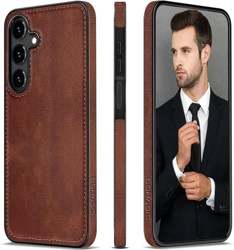 Miniatura 10 de LOHASIC Fundas de cuero para Samsung Galaxy S25, funda elegante de poliuretano de alta calidad para hombres y mujeres, suave antideslizante, Negro