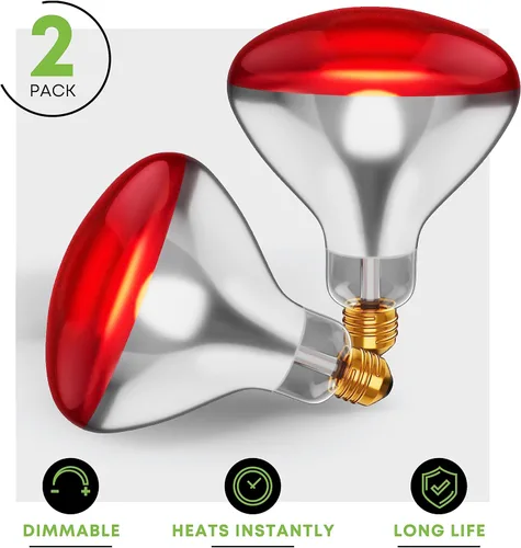 Miniatura 3 de Bombillas incandescentes de 250 W R40 (paquete de 2) - Lámpara de calor infrarroja para baño para pollos, pollitos, cachorros, reptiles, ganado