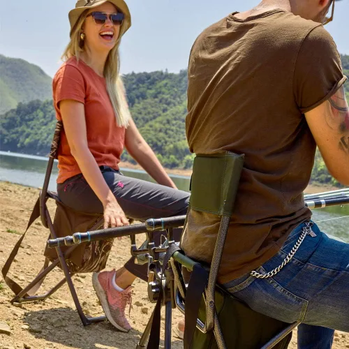 Miniatura 2 de PORTAL Asiento plegable, respaldo ligero, silla de pesca con bolsillo de almacenamiento para camping, senderismo, playa, picnic, soporta hasta 225