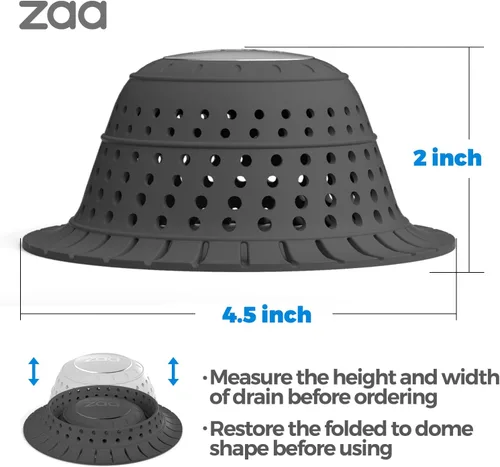 Miniatura 5 de zaa Captador de Pelo de Drenaje de Bañera, 2 Paquetes de Cubierta de Drenaje de Bañera de Silicona Plegable Captador de Pelo y Protector para Drenes