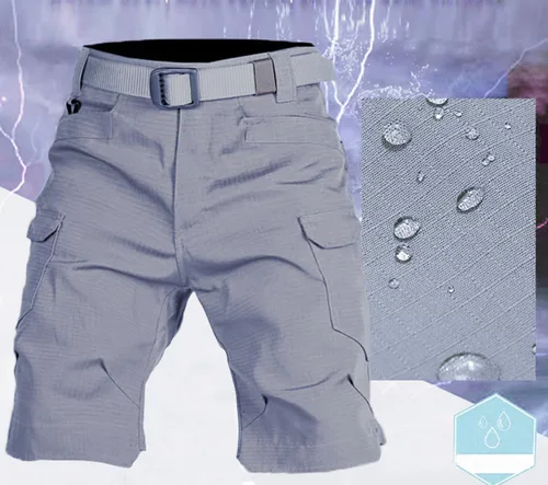 Miniatura 2 de Pantalones cortos tácticos para hombre, resistentes al agua, mezcla de algodón, para senderismo, pesca, sin cinturón