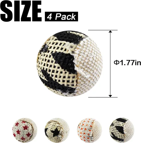 Miniatura 2 de TTcat Pelotas de lona para gatos con campana en el interior, para gatos de interior, juguetes interactivos para masticar para gatos gatitos, paquete