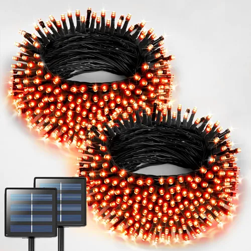 Miniatura 26 de JMEXSUSS 600 luces LED solares azules de Navidad, 206.7 pies, luces azules de Navidad al aire libre, impermeables, 8 modos de luz solar al aire