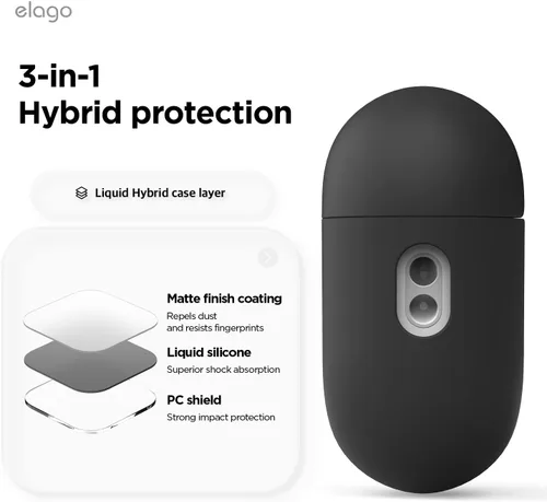 Miniatura 3 de elago Funda híbrida líquida compatible con AirPods Pro 3, protección de triple capa, cordón incluido, carga inalámbrica, resistente a los golpes