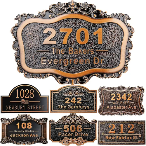 Miniatura 19 de Placa personalizada de dirección de casa de 12 pulgadas, números fundidos para exteriores, placa de señal de dirección personalizada con nombre