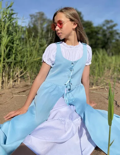Miniatura 29 de Scarlet Darkness Vestido renacentista para niñas, disfraz de princesa medieval de dos piezas, 7-14 años