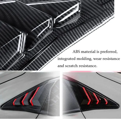 Miniatura 5 de Persianas de fibra de carbono ABS con impresión de fibra de carbono para ventana lateral trasera, rejillas de ventilación de aire, para Honda Civic