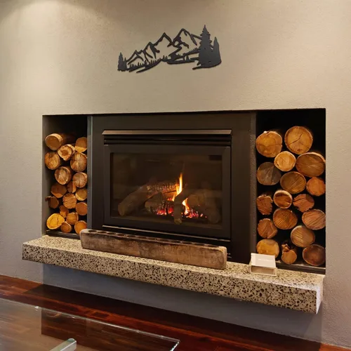 Miniatura 5 de Zhengmy Arte de pared de metal con escena de montaña, paisaje y bosque, decoración para el hogar, cabaña, garaje, cabaña, cabaña, cabaña, 15.75 x