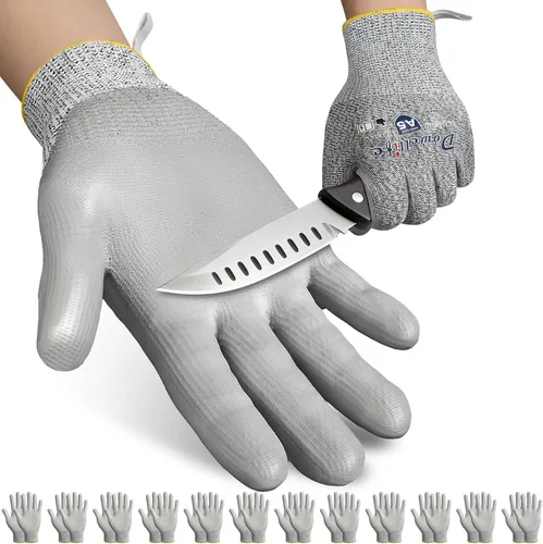 Miniatura 8 de Dowellife Guantes de trabajo resistentes a los cortes de nivel 5 para hombres y mujeres, guantes de jardinería transpirables recubiertos de PU