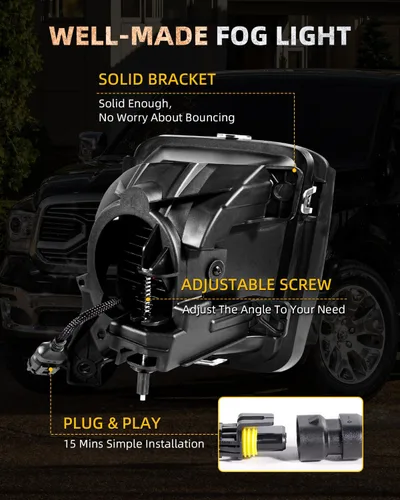 Miniatura 3 de BICYACO Conjunto de luces antiniebla LED con soportes de montaje compatibles con Dodge Ram 1500 2013-2018, Ram 1500 Classic Pickup 2019, lámparas