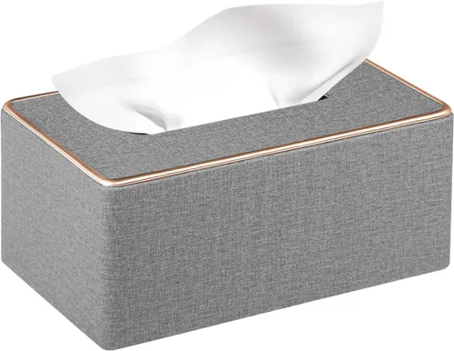 Miniatura 10 de Funda rectangular de cuero para caja de pañuelos, soporte de caja de pañuelos moderno rectangular para toallas de papel, dispensador de pañuelos