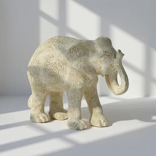 Miniatura 2 de Guichifun Estatuas de Elefante Decorativas Figuras Coleccionables - Decoración de Elefante Bohemio de Resina Crema Hecho a Mano Trae Buena Suerte