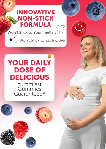 Miniatura 3 de Gomitas prenatales de vitaminas para mujeres con hierro y ácido fólico, masticables y sin OMG, vitaminas prenatales multivitamínicas sin gelatina