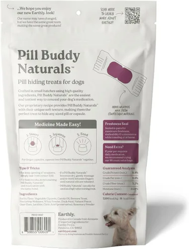 Miniatura 11 de Pill Buddy Naturals de Earthly - Golosinas para ocultar píldoras de pato (sin pollo) para perros - Bolsillo para píldoras de cualquier tamaño - 30