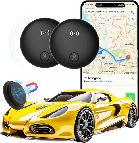 GPS Tracker for Vehicles, 2 Pack Magnetic Hidden GPS Tracker for Vehicles No Subscription Life Car Tracker Device Hidden Magnetic Waterproof for iOS