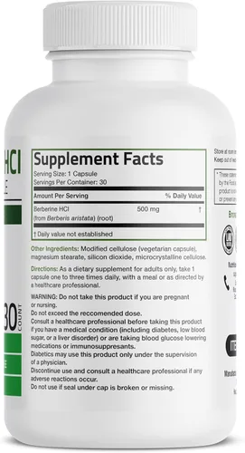 Miniatura 2 de Bronson Berberina como berberina HCI Berberis Aristata 500mg por cápsula vegetariana sin OMG, 30 cápsulas vegetarianas