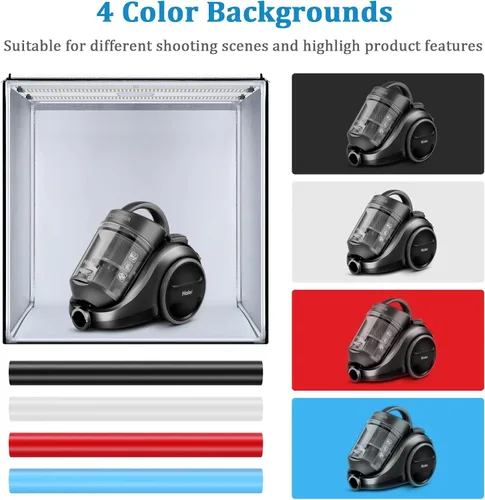Miniatura 2 de Caja de estudio fotográfico, 32 x 32 x 32 pulgadas, caja de luz plegable portátil para fotografía, tienda de campaña con luces LED CRI95+ regulables