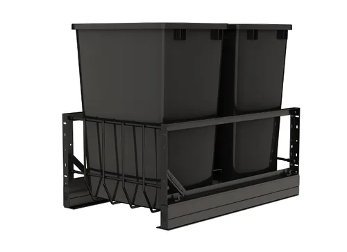 Miniatura 15 de Contenedor de basura extraíble de aluminio de 35 cuartos de galón con cierre suave para gabinetes de base de 15