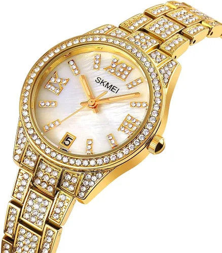 Miniatura 2 de SKMEI Lady Watches for Women Female Bling Dress Fashion Luxury Diamond Business Casual Analog Quartz Waterproof Stainless Steel Wristwatches Gifts