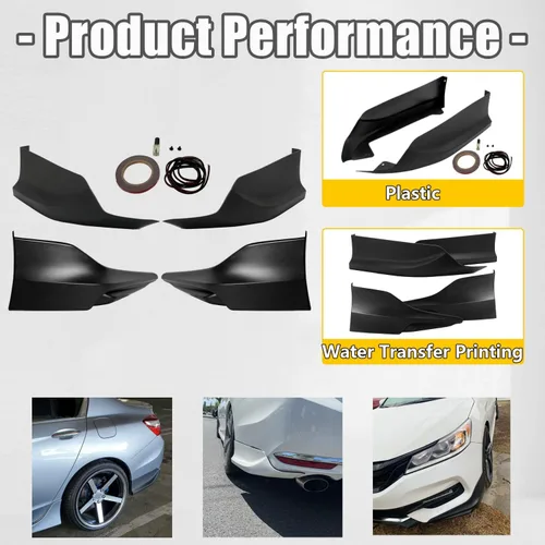 Miniatura 6 de KUAFU Alerón Divisor de Labio de Parachoques Delantero Carrocería Inferior Negro Compatible con Honda Accord 2016-2017 4 Puertas Sedán Par