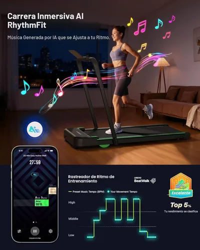 Miniatura 5 de UREVO Strol 2E Smart 2-in-1 Folding Treadmill, Compact Walking Pad with Safety Handle, Plug and Play, Standing Desk Treadmill with Dual LED Display