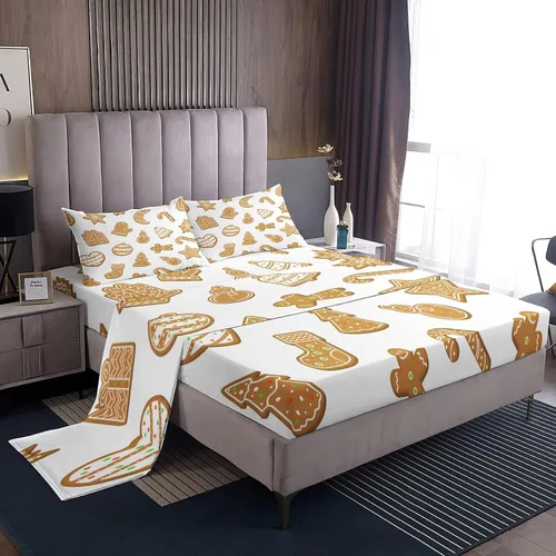 Miniatura 33 de Juego de sábanas tamaño individual, sábanas para árbol de Navidad, sábanas y fundas de almohada de microfibra de 3 piezas, juego de sábanas
