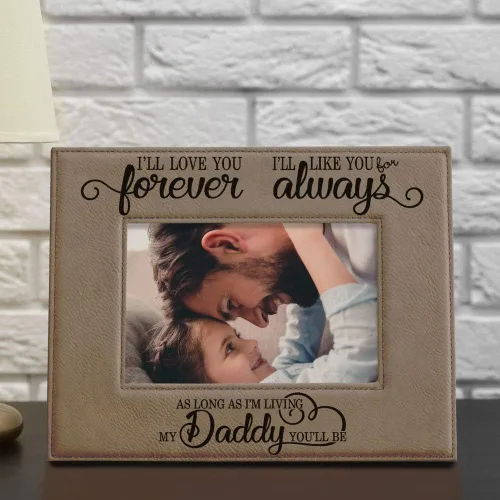 Miniatura 5 de KATE POSH I'll Love You Forever, I'll Like You for Always, as Long as I'm Living My Daddy You'll be. Marco de fotos de cuero bronceado grabado, papá