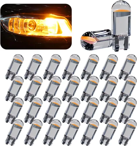 Miniatura 8 de Paquete de 30 bombillas LED para coche 194, 0.36W 12V T10 6000K luces interiores, bombillas LED COB 168 2825 W5W cuña, reemplazo universal para luz