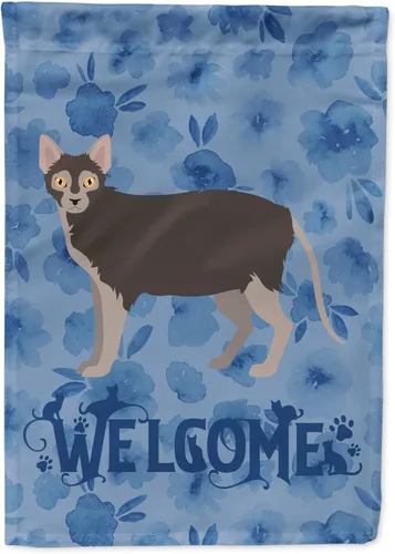 Miniatura 293 de Caroline's Treasures CK4813CHF - Bandera de bienvenida con gato abisinio azul, manga grande, para porche, para colgar en la pared, poliéster