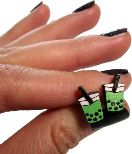 Miniatura 2 de Pick Color - Lindos pendientes de botón de taza de bebida de té de burbujas de Boba
