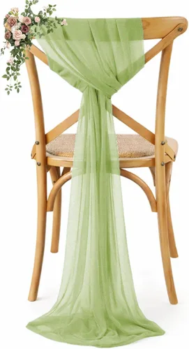 Miniatura 14 de VDS Paquete de 25, Rojo Manzana, Lazos de Gasa para Sillas con Bordado de Chiffon, Funda para Silla con Moño en la Parte Posterior, Ideal