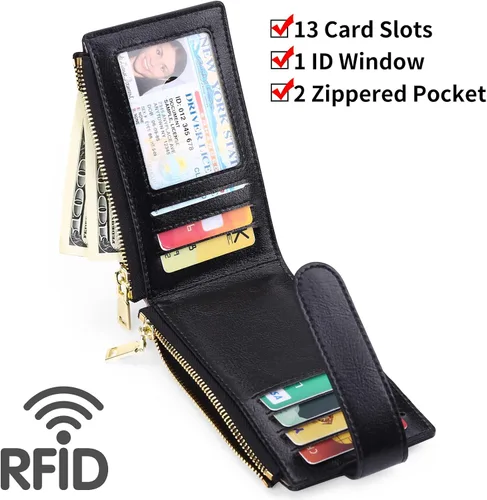 Miniatura 3 de FALAN MULE Billetera para AirTag para mujer con funda integrada para AirTag, AB-Negro medianoche
