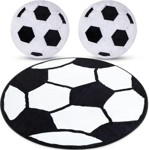 Miniatura 12 de Nuanchu 3 almohadas de felpa de béisbol y alfombra de béisbol para decoración de la habitación de los niños, mullidas y suaves, cojines deportivos