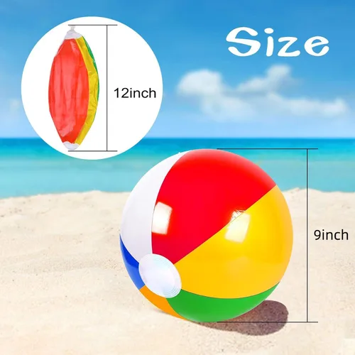 Miniatura 2 de Coopay Paquete de 50/100 bolas inflables de playa clásicas de arco iris, para piscina, decoración de fiesta de playa, juegos de agua de verano