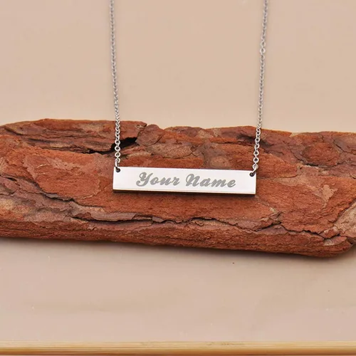 Miniatura 3 de Love Wind Collar con nombre personalizado grabado, barra horizontal con placa de nombre inicial