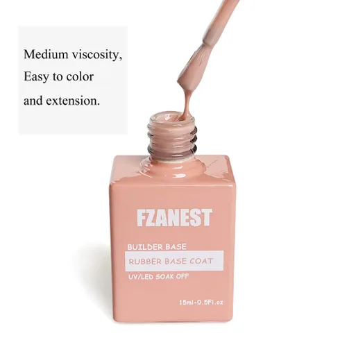 Miniatura 4 de FZANEST - Gel de base de goma para uñas, esmalte de uñas de gel transparente de formación, capa base de goma elástica, gel de extensión en una