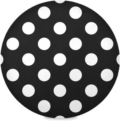 Juego de 4 manteles individuales redondos de 15 pulgadas, color blanco y negro, resistentes al calor, antideslizantes, lavables, decorativos, para