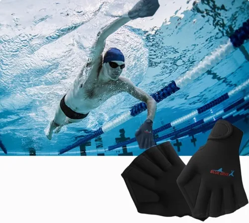 Miniatura 2 de 1 par de guantes de malla de natación, guantes de entrenamiento, palas de fitness acuático, resistencia al agua, tela de mano para hombres, mujeres