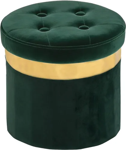 Miniatura 16 de Xuperbonus Otomana Pequeña con Almacenamiento, Otomana Redonda Plegable con Borde Dorado, Taburete de Almacenamiento de Terciopelo, Taburete
