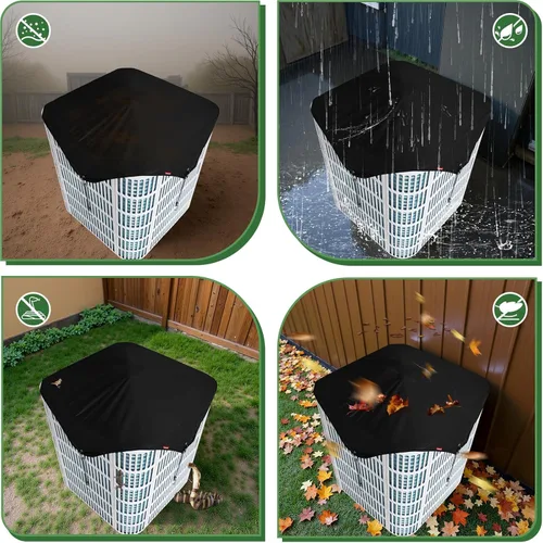 Miniatura 7 de 28 x 28 Cubiertas de Aire Acondicionado para Exterior con Soporte de Cubierta, Cubierta de CA Resistente al Agua de 600D, Cubiertas de Condensedor