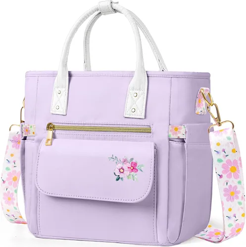 Miniatura 18 de GLORIEROO Lonchera Deluxe Aislada para Mujeres - Lonchera Térmica a Prueba de Fugas Impermeable con Múltiples Bolsillos y Correa Removible