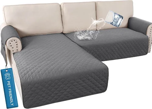 Miniatura 25 de H.VERSAILTEX Fundas de sofá para sofá seccional, 2 piezas, funda de sofá en forma de L, 100% impermeable y lavable, protector de sofá para perros