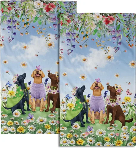 Miniatura 56 de Giwawa Juego de 2 toallas de mano vintage con diseño de oso y ciervo, diseño de alce y árbol, toalla de cara súper suave para baño, cocina, hombre