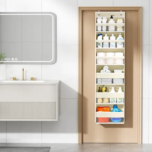 Miniatura 2 de Mefirt Organizador para colgar sobre la puerta, 6 estantes para colgar en la puerta con 6 bolsillos de gran capacidad, estantes colgantes