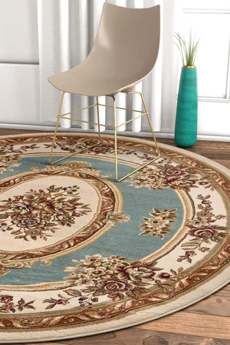 Miniatura 23 de Alfombra de pastoral con medallón de tejido suave y grueso, estilo europeo, con diseño floral y tradicional, fácil de limpiar, moderna, clásica