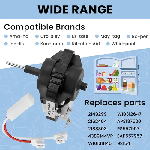 Miniatura 4 de AMI PARTS Motor del ventilador del evaporador del refrigerador 4389144 - Sustituye a W10131845 W10312647 2149299 2162404 2188303 4389144VP 921541