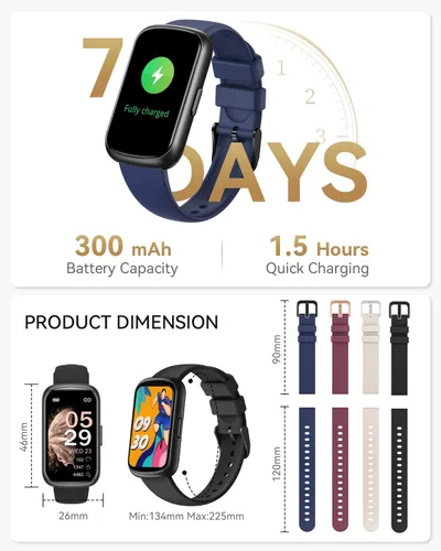 Miniatura 8 de Rastreador de salud y fitness, relojes de fitness para hombresmujeres con frecuencia cardíaca, oxígeno en sangre, monitor de sueño, reloj
